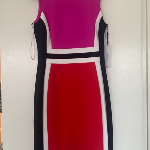 Pink Red Calvin Klein Sheath Dress Sz 6 - Picture 2 of 3